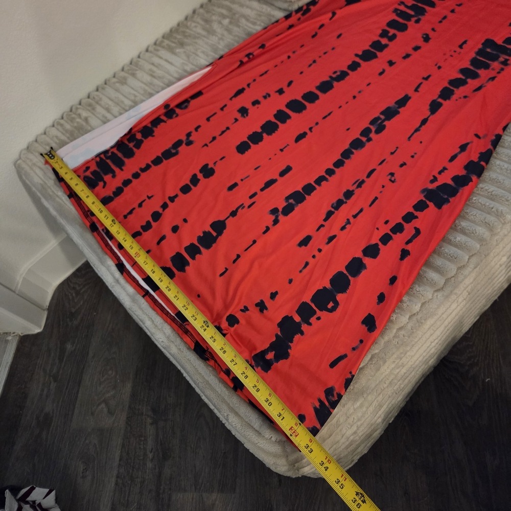 Womens XL Red Black Abstract Pattern Maxi Dress Sleeveless V-Neck Long - Picture 5 of 10